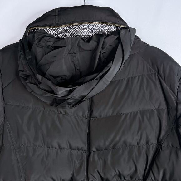 Cole Haan Womens XLarge XL Black Faux Fur Trim Down Puffer Jacket Quilted Belt - Picture 11 of 11